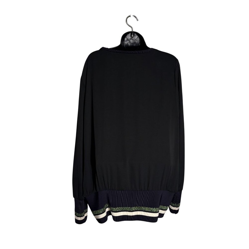 Scotch & Soda Maison Scotch Black Long Sleeve Top With Glitter Accents On Cuffs - Picture 2 of 13